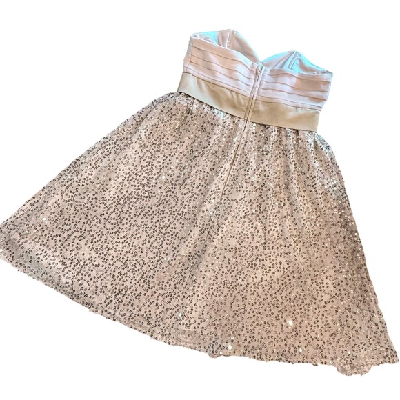 Betsey Johnson Sz 2 Gold/Cream Sweetheart Neck Sequined Party Prom Ball‎ Dress - Picture 11 of 11